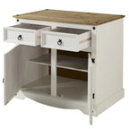 OS Home and Office Furniture Model COW915 Cottage Series Wood Buffet Sideboard in Distressed White