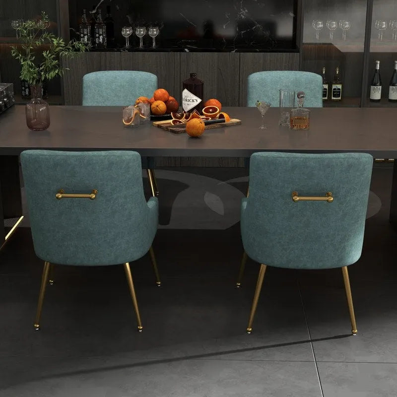 SEYNAR Modern Glam PU Leather Dining Chair or Vanity Chair Set of 4 with Rear Handle