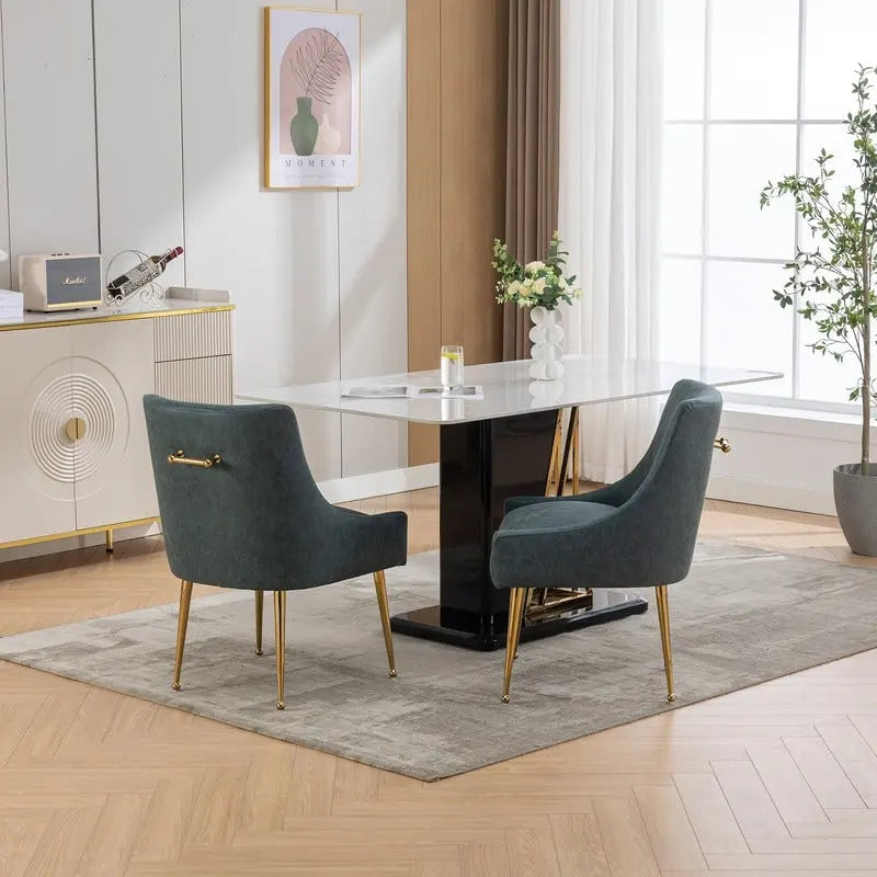 SEYNAR Modern Glam PU Leather Dining Chair or Vanity Chair Set of 4 with Rear Handle