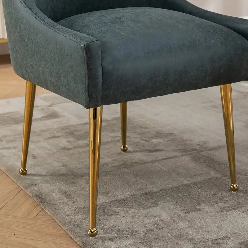 SEYNAR Modern Glam PU Leather Dining Chair or Vanity Chair Set of 4 with Rear Handle