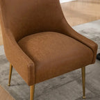 SEYNAR Modern Glam PU Leather Dining Chair or Vanity Chair Set of 4 with Rear Handle