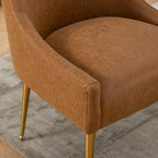 SEYNAR Modern Glam PU Leather Dining Chair or Vanity Chair Set of 4 with Rear Handle