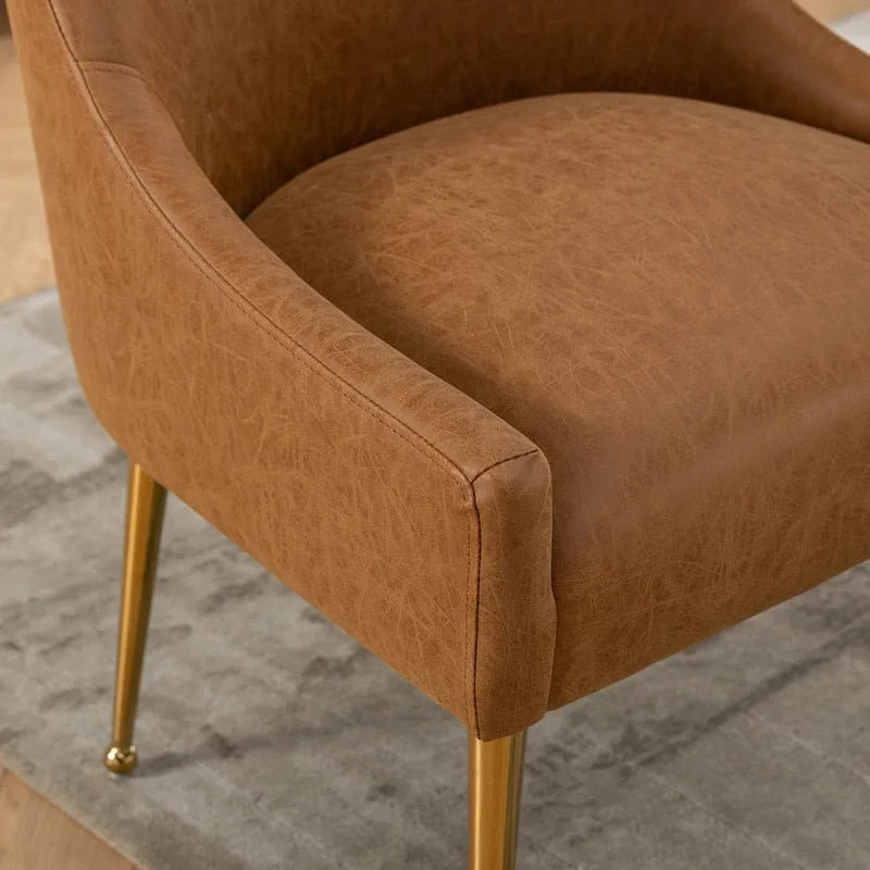 SEYNAR Modern Glam PU Leather Dining Chair or Vanity Chair Set of 4 with Rear Handle