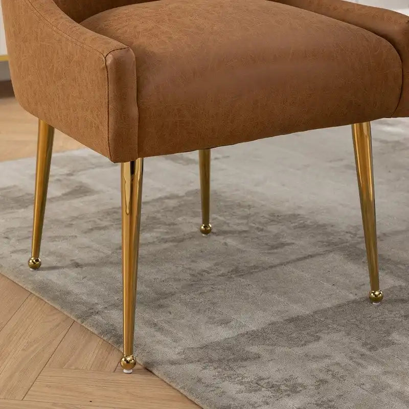 SEYNAR Modern Glam PU Leather Dining Chair or Vanity Chair Set of 4 with Rear Handle