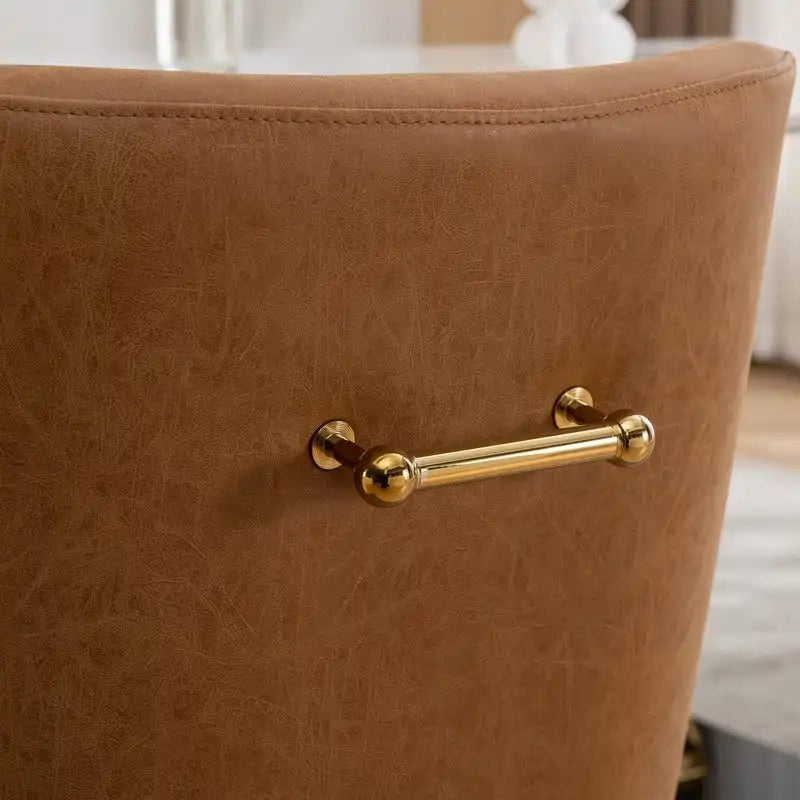 SEYNAR Modern Glam PU Leather Dining Chair or Vanity Chair Set of 4 with Rear Handle