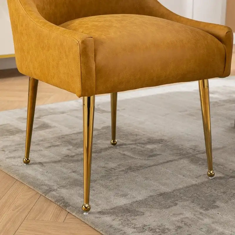 SEYNAR Modern Glam PU Leather Dining Chair or Vanity Chair Set of 4 with Rear Handle