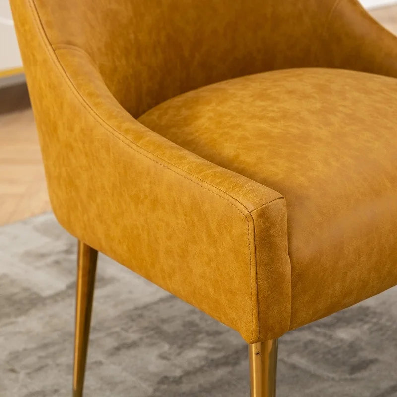 SEYNAR Modern Glam PU Leather Dining Chair or Vanity Chair Set of 4 with Rear Handle