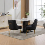 SEYNAR Modern Glam PU Leather Dining Chair or Vanity Chair Set of 4 with Rear Handle