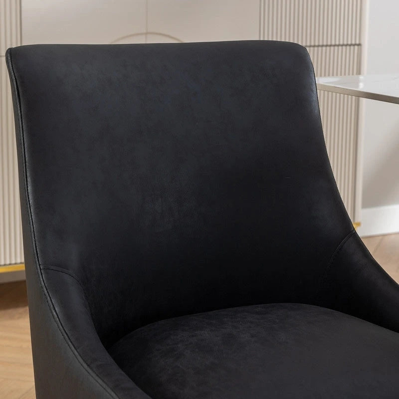 SEYNAR Modern Glam PU Leather Dining Chair or Vanity Chair Set of 4 with Rear Handle