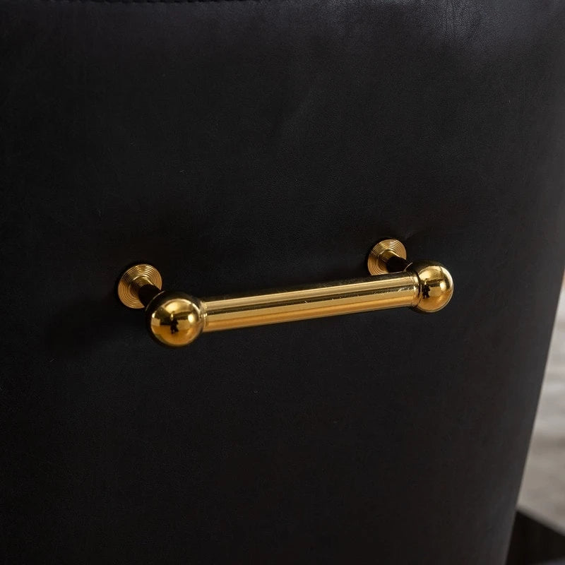 SEYNAR Modern Glam PU Leather Dining Chair or Vanity Chair Set of 4 with Rear Handle