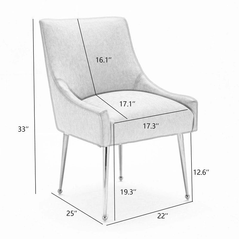 SEYNAR Modern Glam PU Leather Dining Chair or Vanity Chair Set of 4 with Rear Handle