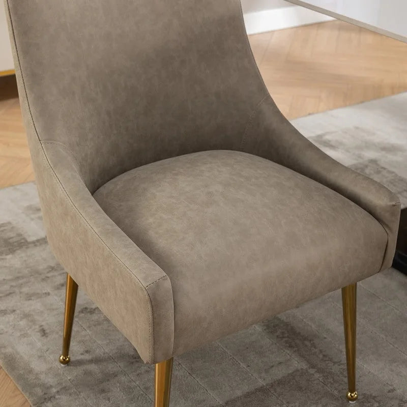 SEYNAR Modern Glam PU Leather Dining Chair or Vanity Chair Set of 4 with Rear Handle