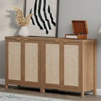 SICOTAS Rattan Sideboard Buffet Set of 2 with 2 Doors - N/A