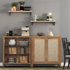SICOTAS Rattan Sideboard Buffet Set of 2 with 2 Doors - N/A