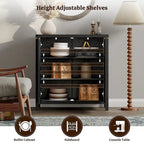 SICOTAS Rattan Sideboard Buffet Set of 2 with 2 Doors - N/A