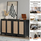 SICOTAS Rattan Sideboard Buffet Set of 2 with 2 Doors - N/A