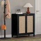 SICOTAS Rattan Sideboard Buffet Set of 2 with 2 Doors - N/A