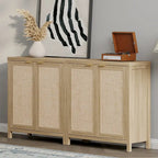 SICOTAS Rattan Sideboard Buffet Set of 2 with 2 Doors - N/A