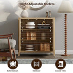 SICOTAS Rattan Sideboard Buffet Set of 2 with 2 Doors - N/A