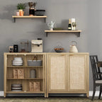 SICOTAS Rattan Sideboard Buffet Set of 2 with 2 Doors - N/A