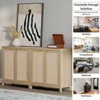 SICOTAS Rattan Sideboard Buffet Set of 2 with 2 Doors - N/A