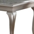 Reme 66-84 Inch Dining Table, 6 Seater Extendable, Glass Silver Wood