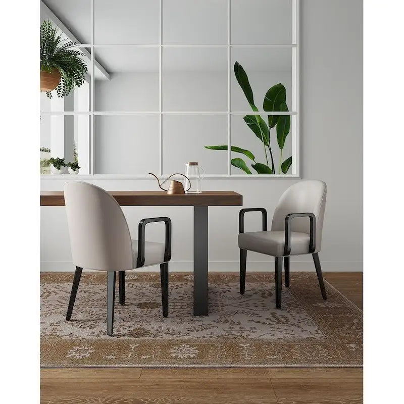 Manhattan Comfort Hillman Modern Leatherette and Velvet Upholstered Dining Arm Chair