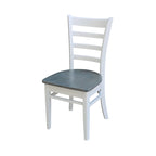30 Round Top Pedestal Table with 2 Emily Chairs in White and Heather Gray