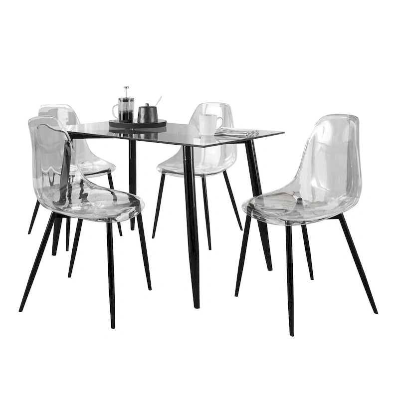 Carson Carrington Barton 5-Piece Clear Acrylic Rectangular Dining Set