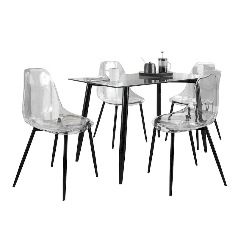 Carson Carrington Barton 5-Piece Clear Acrylic Rectangular Dining Set