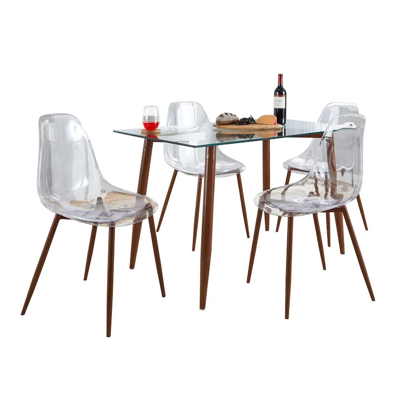 Carson Carrington Barton 5-Piece Clear Acrylic Rectangular Dining Set
