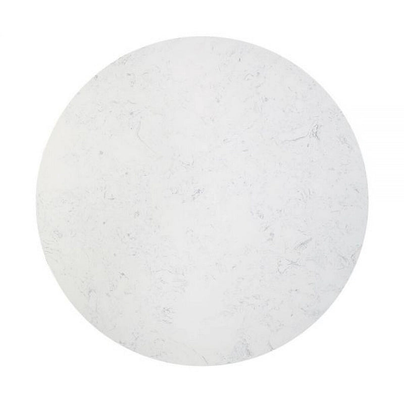 Jerry 54 Inch Dining Table, Round Faux Marble Top, Black Pedestal Base