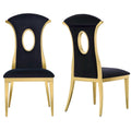 Luxury Black Velvet Dining Chairs with Polished Gold Legs