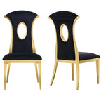 Luxury Black Velvet Dining Chairs with Polished Gold Legs