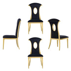 Luxury Black Velvet Dining Chairs with Polished Gold Legs