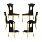 Luxury Black Velvet Dining Chairs with Polished Gold Legs