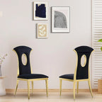 Luxury Black Velvet Dining Chairs with Polished Gold Legs