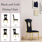 Luxury Black Velvet Dining Chairs with Polished Gold Legs