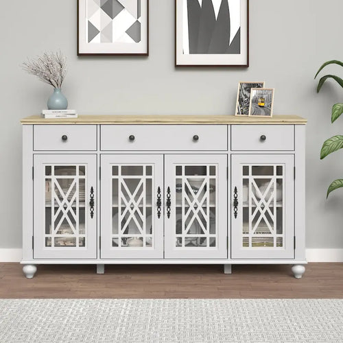63 Vintage Style Kitchen Accent Buffet Sideboard Cabinet w/ Drawers - 63 in Width