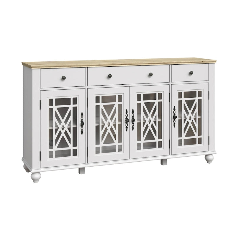 63 Vintage Style Kitchen Accent Buffet Sideboard Cabinet w/ Drawers - 63 in Width
