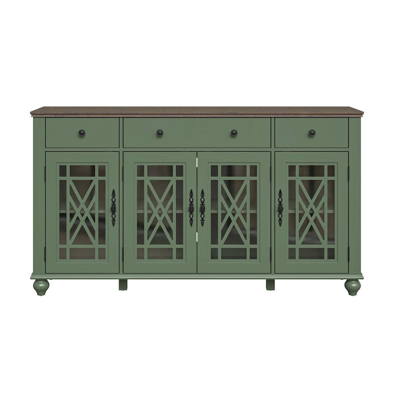 63 Vintage Style Kitchen Accent Buffet Sideboard Cabinet w/ Drawers - 63 in Width