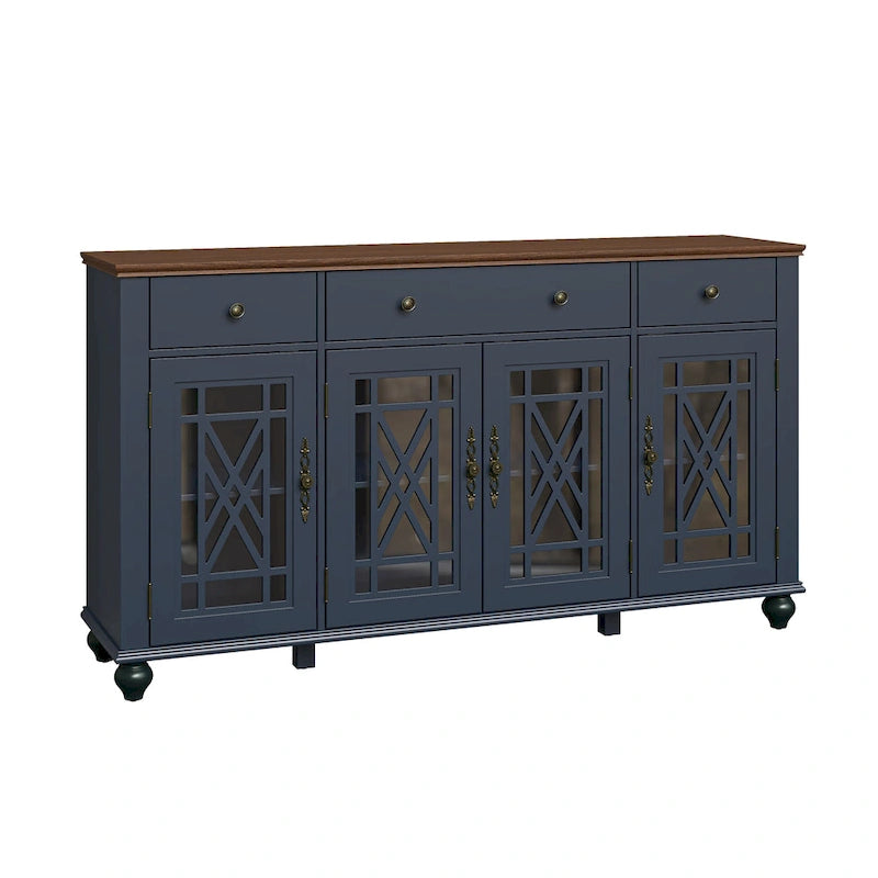 63 Vintage Style Kitchen Accent Buffet Sideboard Cabinet w/ Drawers - 63 in Width