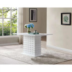 Wood Pedestal Wave Design Kitchen Dining Room Table, White