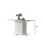 Wood Pedestal Wave Design Kitchen Dining Room Table, White