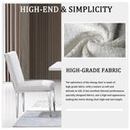 Luxurious White Boucle Dining Chairs with Mirrored Silver Metal Legs