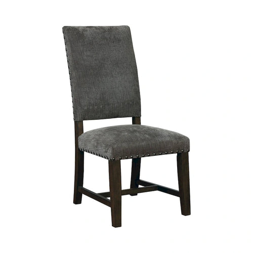 21 Inch Dining Chair, Set of 2, Gray Vegan Faux Leather, Parson Style