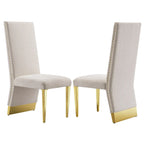 Modern Cream Velvet Dining Chairs with Gold Legs - Set of 2