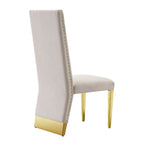 Modern Cream Velvet Dining Chairs with Gold Legs - Set of 2