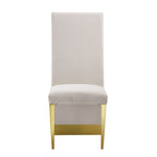 Modern Cream Velvet Dining Chairs with Gold Legs - Set of 2