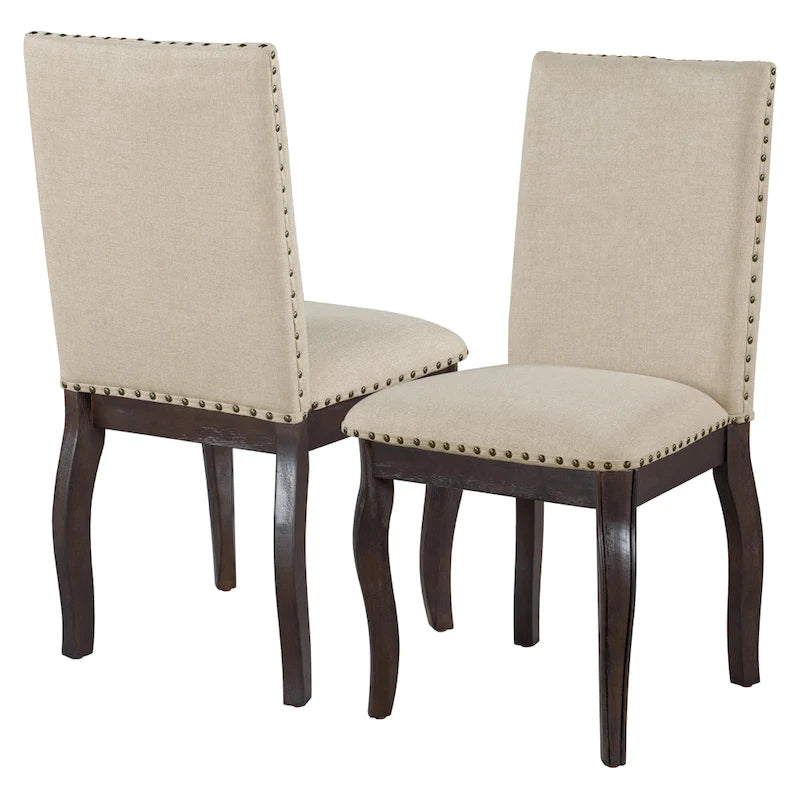 Dining Chairs Wood Upholstered Fabirc Dining Room Chairs with Nailhead,Set of 4